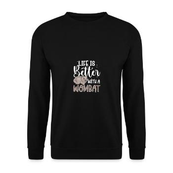 La vie est meilleure avec un wombat australien Wombats - Sweat-shirt Unisexe - noir - Devant - Alina (178cm) & Michal (187cm)