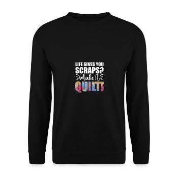 La vie vous donne des restes Faire une courtepointe Coudre - Sweat-shirt Unisexe - noir - Devant - Alina (178cm) & Michal (187cm)
