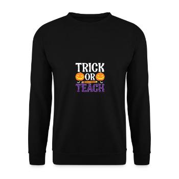 Trick Or Teach Halloween Costume for Teachers - Unisex Sweatshirt - black - Front - Alina (178cm) & Michal (187cm)