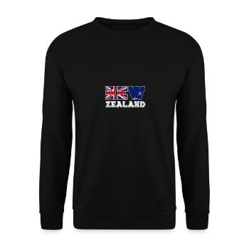 New Zealand Flag Lettering Men Women - Unisex Sweatshirt - black - Front - Alina (178cm) & Michal (187cm)