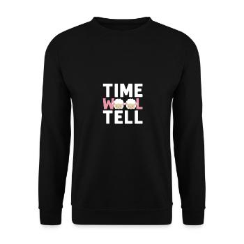 Time Wool Tell Für Schäfer Häkeln Stricken - Unisex Pullover - Schwarz - Vorne - Alina (178cm) & Michal (187cm)