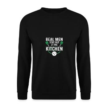 Un vrai homme reste en dehors de la cuisine - Sweat-shirt Unisexe - noir - Devant - Alina (178cm) & Michal (187cm)