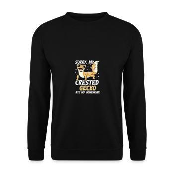 Sorry My Crested Gecko Ate My Homework Eidechse - Unisex Pullover - Schwarz - Vorne - Alina (178cm) & Michal (187cm)