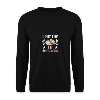 I Put The Lit In Literature Literature Books Book - Unisex Sweatshirt - black - Front - Alina (178cm) & Michal (187cm)