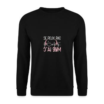 Je Peux Pas J'ai Gym Für Turnerinnen Und Turner - Unisex Pullover - Schwarz - Vorne - Alina (178cm) & Michal (187cm)