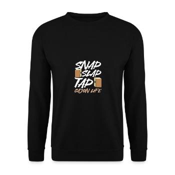 Snap Slap Tap Cajon Life Kachon - Unisex Pullover - Schwarz - Vorne - Alina (178cm) & Michal (187cm)