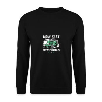 Mow Fast Mow Furious Rasenmäher Rasenmäherrennen - Unisex Pullover - Schwarz - Vorne - Alina (178cm) & Michal (187cm)