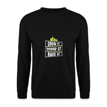Grow It Mow It Race It Rasenmäher Rasenmäherrennen - Unisex Pullover - Schwarz - Vorne - Alina (178cm) & Michal (187cm)
