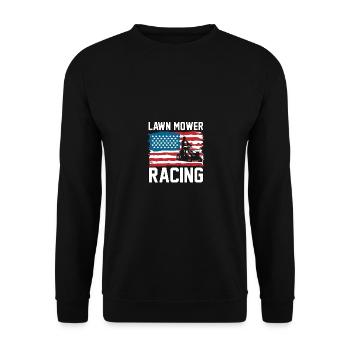 Lawn Mower Racing USA Rasenmäher Rasenmäherrennen - Unisex Sweatshirt - black - Front - Alina (178cm) & Michal (187cm)