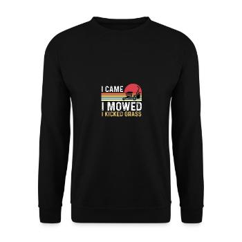 Je suis venu, j’ai tondu, j’ai donné un coup de pied dans la tondeuse à gazon - Sweat-shirt Unisexe - noir - Devant - Alina (178cm) & Michal (187cm)
