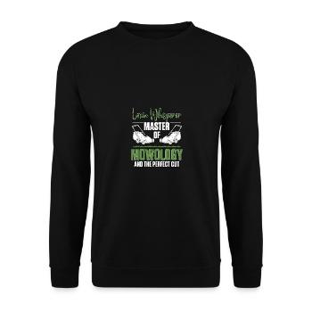 Lawn Whisperer Master Of Mowology Rasenmäher - Unisex Pullover - Schwarz - Vorne - Alina (178cm) & Michal (187cm)