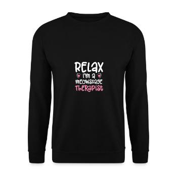 Relax I'm A Meowssage Therapist für - Unisex Pullover - Schwarz - Vorne - Alina (178cm) & Michal (187cm)
