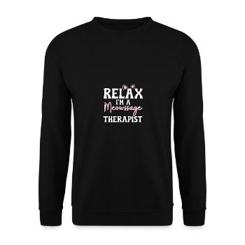 Relax I'm A Meowssage Therapist für - Unisex Pullover - Schwarz - Vorne - Alina (178cm) & Michal (187cm)