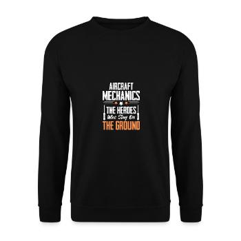 Luftfahrzeugmechaniker Die Helden Der Luftfahrt - Unisex Pullover - Schwarz - Vorne - Alina (178cm) & Michal (187cm)