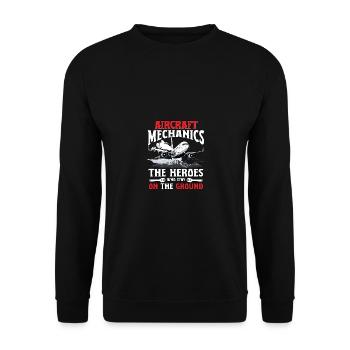 Luftfahrzeugmechaniker Die Helden Der Luftfahrt - Unisex Pullover - Schwarz - Vorne - Alina (178cm) & Michal (187cm)