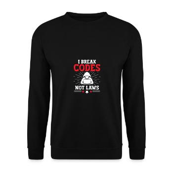 I Break Codes Not Laws für White Hat Hacker - Unisex Pullover - Schwarz - Vorne - Alina (178cm) & Michal (187cm)