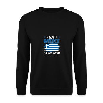 J’ai la Grèce en tête Drapeau grec - Sweat-shirt Unisexe - noir - Devant - Alina (178cm) & Michal (187cm)