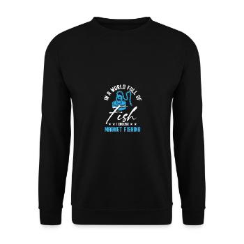 World Full O Fish Magnetfischen Magnete - Unisex Pullover - Schwarz - Vorne - Alina (178cm) & Michal (187cm)