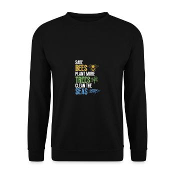 Save Bees Plant Trees Clean Seas Environmental Protection - Unisex Sweatshirt - black - Front - Alina (178cm) & Michal (187cm)