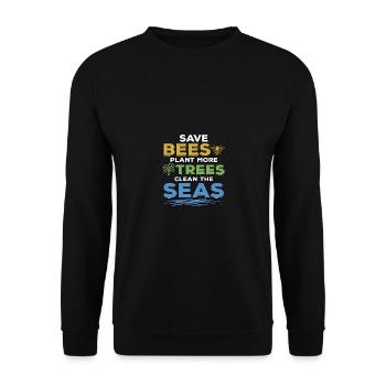 Save Bees Plant Trees Clean Seas Environmental Protection - Unisex Sweatshirt - black - Front - Alina (178cm) & Michal (187cm)