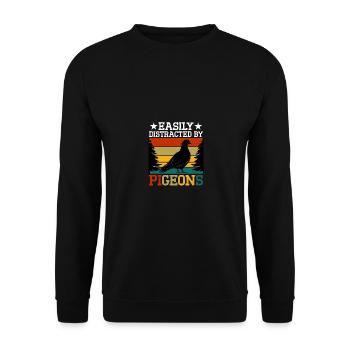 Easily Distracted By Pigeons Leicht Ablenkbar - Unisex Sweatshirt - black - Front - Alina (178cm) & Michal (187cm)