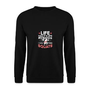 Fitnessstudio Workout Frauen Fitness Gewichte - Unisex Pullover - Schwarz - Vorne - Alina (178cm) & Michal (187cm)
