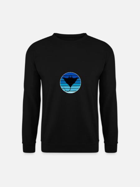 Stachelrochen Manta Blau Sonnenuntergang Ozean - Unisex Pullover - Schwarz