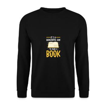 It's A Wonderful Day To Read A Book Lesen - Unisex Pullover - Schwarz - Vorne - Alina (178cm) & Michal (187cm)