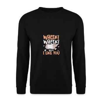 Wheek Wheek Means I Like You Cute Cavy - Unisex Sweatshirt - black - Front - Alina (178cm) & Michal (187cm)