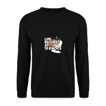 La vie commence à 15 nœuds Kitesurf Kitesurf Kitesurf - Sweat-shirt Unisexe - noir - Devant - Alina (178cm) & Michal (187cm)