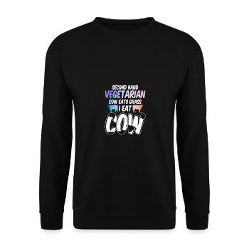Une vache végétarienne d’occasion mange de l’herbe pour - Sweat-shirt Unisexe - noir - Devant - Alina (178cm) & Michal (187cm)