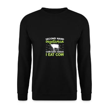 Une vache végétarienne d’occasion mange de l’herbe pour - Sweat-shirt Unisexe - noir - Devant - Alina (178cm) & Michal (187cm)