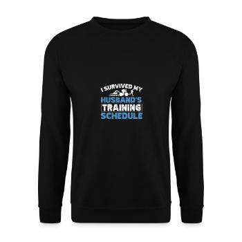 I Survived My Husband's Training Triathlon - Unisex Pullover - Schwarz - Vorne - Alina (178cm) & Michal (187cm)
