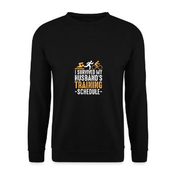 I Survived My Husband's Training Triathlon - Unisex Pullover - Schwarz - Vorne - Alina (178cm) & Michal (187cm)
