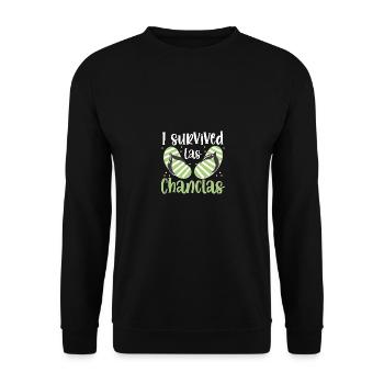 I Survived Las Chanclas Flipflop - Unisex Pullover - Schwarz - Vorne - Alina (178cm) & Michal (187cm)