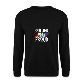 Out And Very Proud Gay Pride Ally LGBT Awareness - Unisex Sweatshirt - black - Front - Alina (178cm) & Michal (187cm)