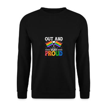 Out And Very Proud Gay Pride Ally LGBT Awareness - Unisex Sweatshirt - black - Front - Alina (178cm) & Michal (187cm)