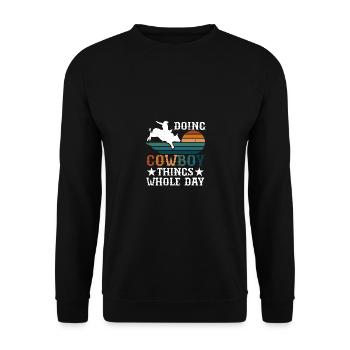 Faire des choses de cow-boy toute la journée Équitation western - Sweat-shirt Unisexe - noir - Devant - Alina (178cm) & Michal (187cm)