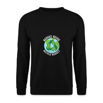 Reduce Reuse Recycle Recyceln Umweltschutz - Unisex Pullover - Schwarz - Vorne - Alina (178cm) & Michal (187cm)