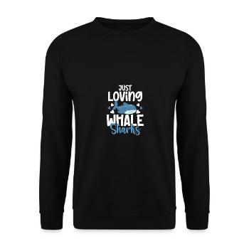 Just Loving Whale Sharks Walhai für Taucher - Unisex Pullover - Schwarz - Vorne - Alina (178cm) & Michal (187cm)