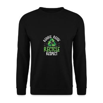Reduce Reuse Recycle Recyceln Umweltschutz - Unisex Pullover - Schwarz - Vorne - Alina (178cm) & Michal (187cm)