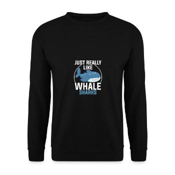 Just Really Like Whale Sharks Walhai für Taucher - Unisex Pullover - Schwarz - Vorne - Alina (178cm) & Michal (187cm)