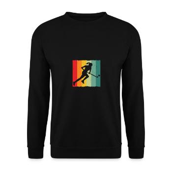 Frauen Feldhockey Hockey Sunset Vintage - Unisex Pullover - Schwarz - Vorne - Alina (178cm) & Michal (187cm)