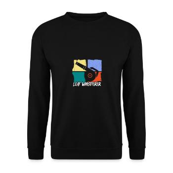 Leaf Whisperer Gartenarbeit Garten Laubbläser - Unisex Pullover - Schwarz - Vorne - Alina (178cm) & Michal (187cm)