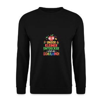 Eltern Schulkind Grundschule Erste Klasse Einschul - Unisex Pullover - Schwarz - Vorne - Alina (178cm) & Michal (187cm)