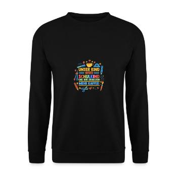Eltern Schulkind Grundschule Erste Klasse Einschul - Unisex Pullover - Schwarz - Vorne - Alina (178cm) & Michal (187cm)