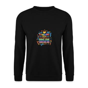 Eltern Schulkind Grundschule Erste Klasse Einschul - Unisex Pullover - Schwarz - Vorne - Alina (178cm) & Michal (187cm)