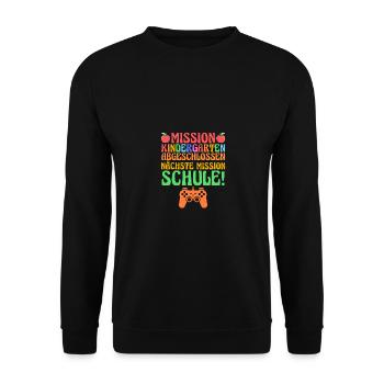 9 Klasse Schulkind Schulanfang Kindergarten Kita E - Unisex Pullover - Schwarz - Vorne - Alina (178cm) & Michal (187cm)