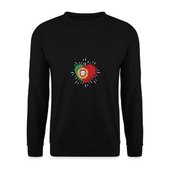 Portugiesen Herzschlag Portugal - Unisex Pullover - Schwarz - Vorne - Alina (178cm) & Michal (187cm)