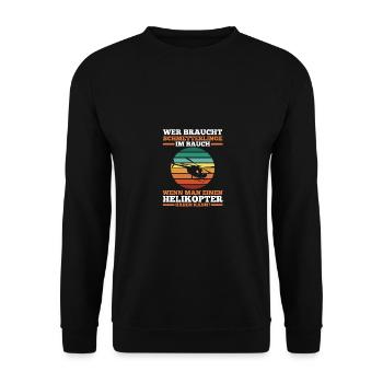 Pilot Hubschrauber Helikopter - Unisex Pullover - Schwarz - Vorne - Alina (178cm) & Michal (187cm)